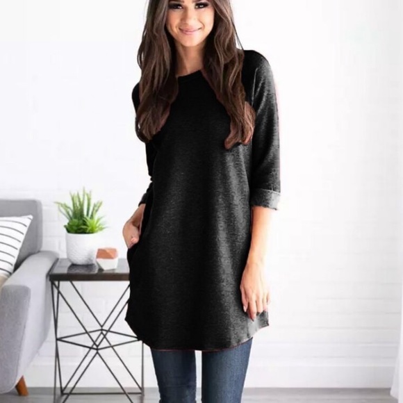 Dresses & Skirts - 3/4 sleeve dress with pocket - black